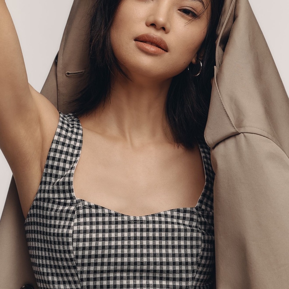 Black and White Checkered Crop‎ Top